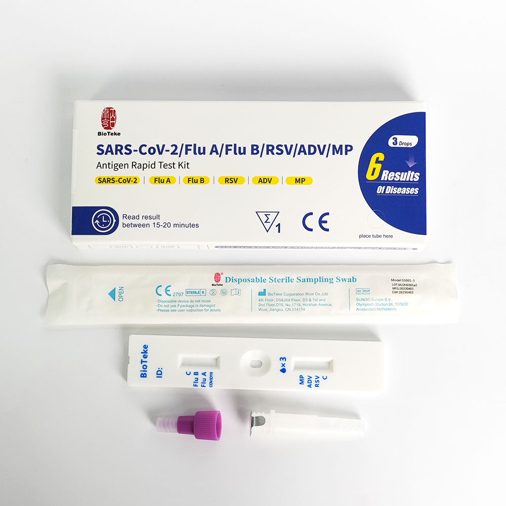 Test rapide sur cassette pour la détection qualitative du SRAS-COV-2 / Grippe A / Grippe B / RSV / Adénovirus / Mycoplasma Pneumoniae 