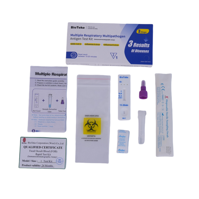 Bioteke 3 dans 1 kit de test rapide de la grippe covide A + B