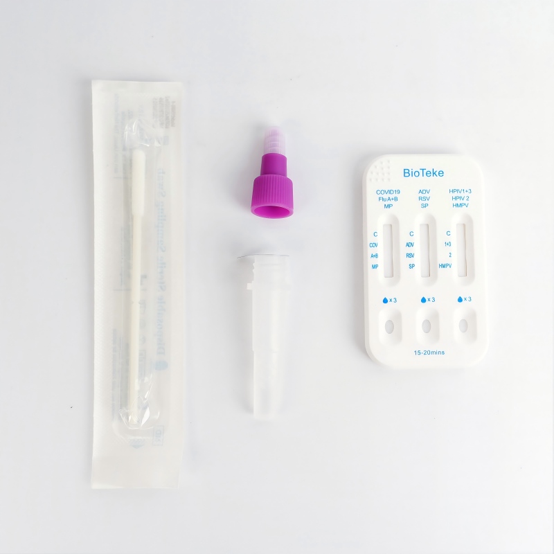 Respiratoire 10 dans 1 SARS-COV-2 / FLU A + B / HPIV2 / HPIV1 + 3 / RSV / ADV / MP / SP / HMPV Antigène Rapid Test Kit